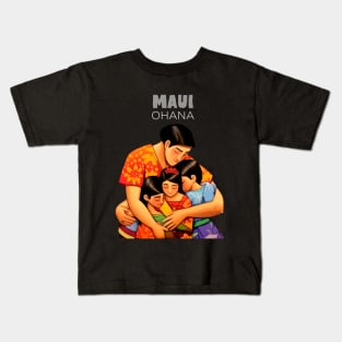 Maui Hawaii: Ohana (Family) on a dark (knocked out) background Kids T-Shirt